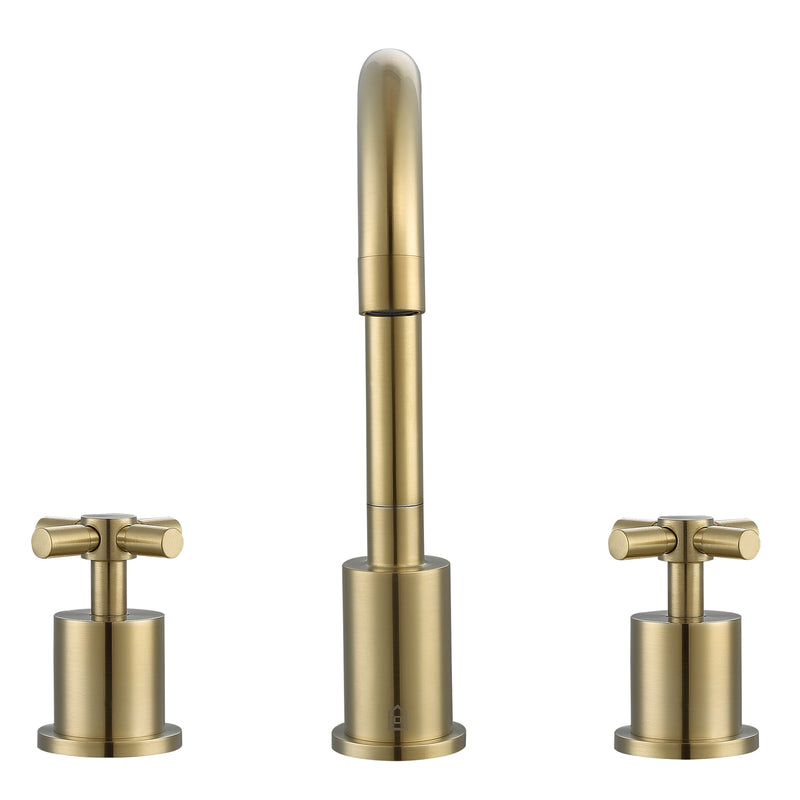 Ancona robinet de salle de bain à poignées en croix éloignées de la gamme Prima en champagne doré brossé