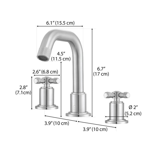 Ancona Uomo Widespread Cross Handle 3-Hole Bathroom Faucet in Brushed Nickel