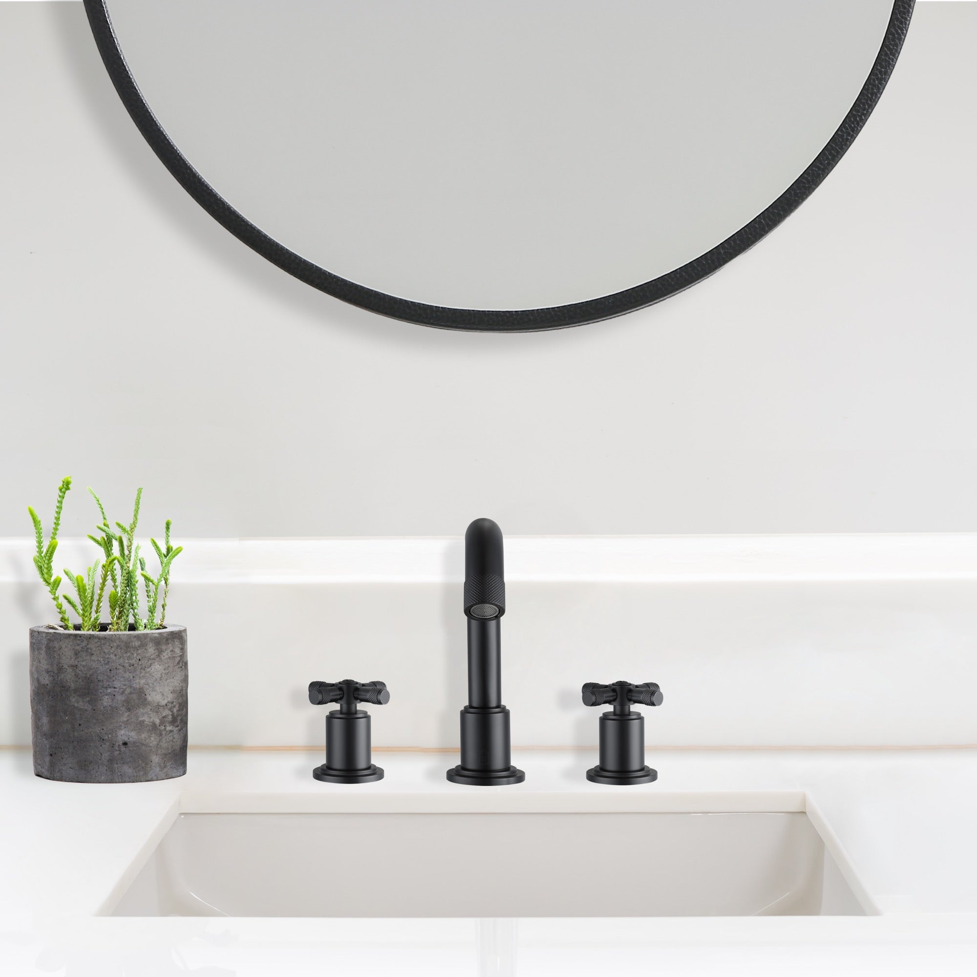Ancona Uomo 8” Widespread Cross Handle 3-Hole Bathroom Faucet in Matte Black
