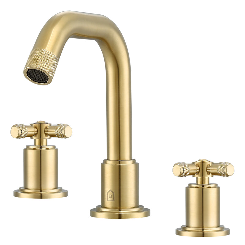 Ancona robinet de salle de bain à 2 poignées pour installations à 3 trous de la gamme Uomo en champagne doré brossé