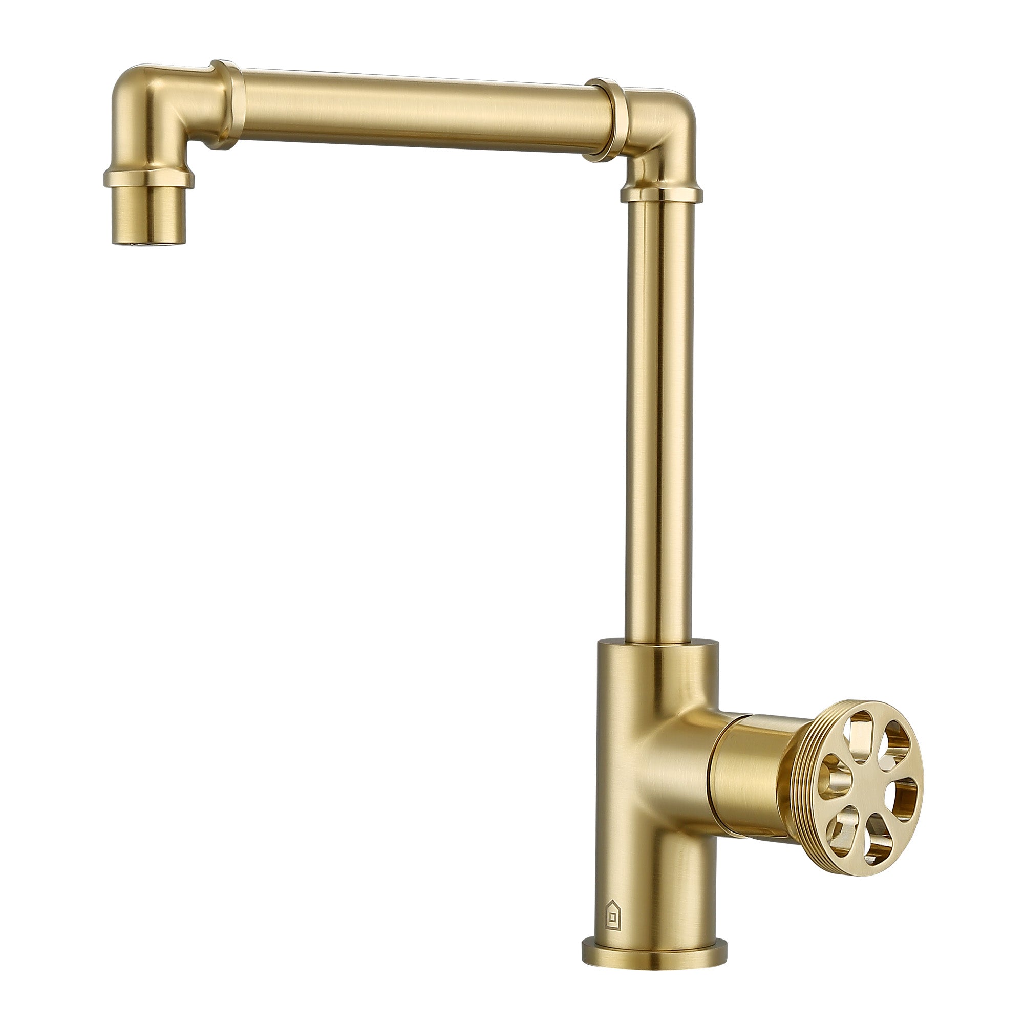 Ancona Urban Round Wheel Handle 1-Hole Bathroom Faucet in Brushed Champagne Gold