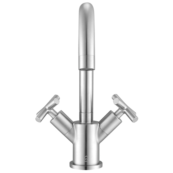 Ava Series Single Hole Cross Handle Bathroom Faucet in Brushed Nickel