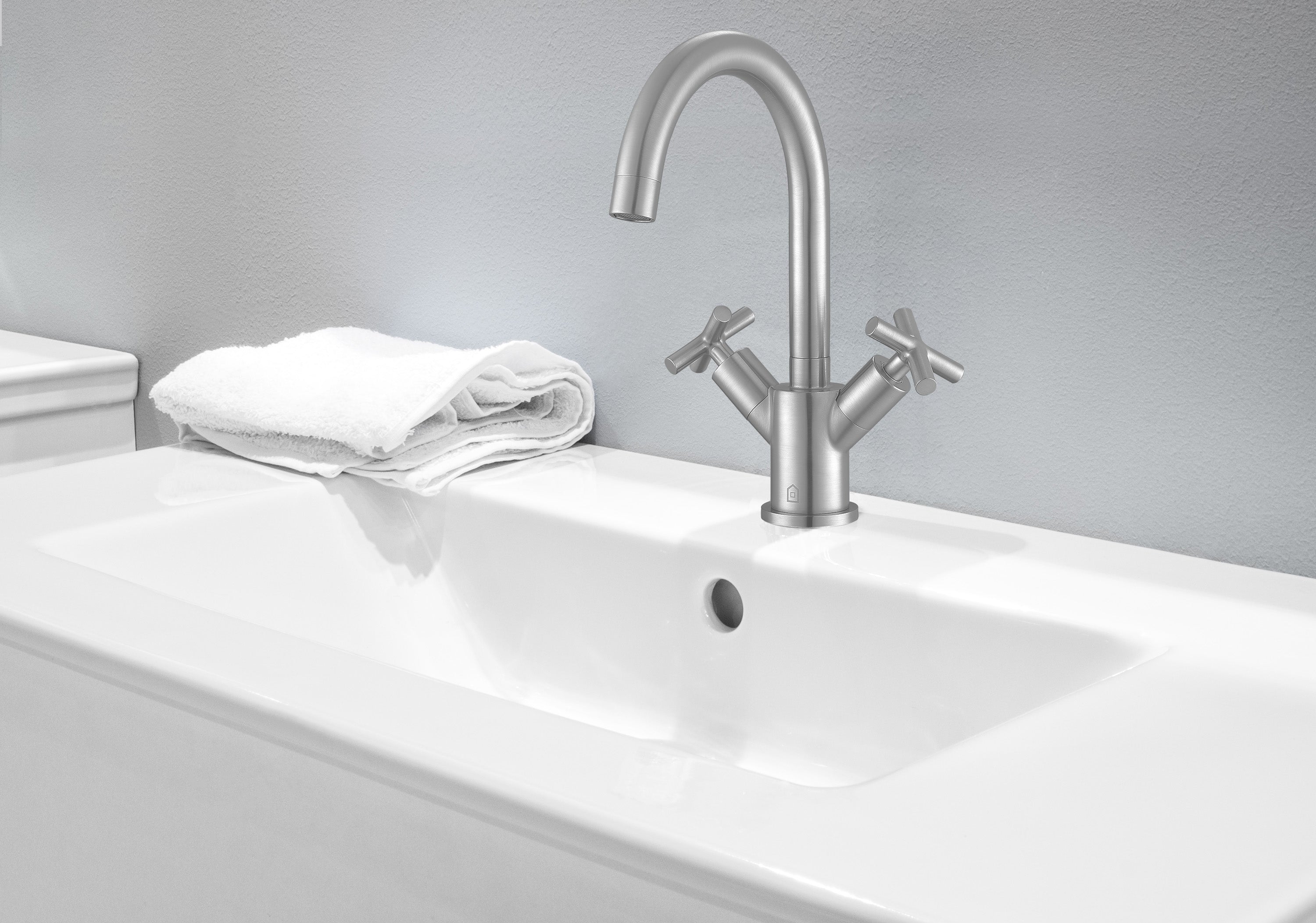 Ava Series Single Hole Cross Handle Bathroom Faucet in Brushed Nickel