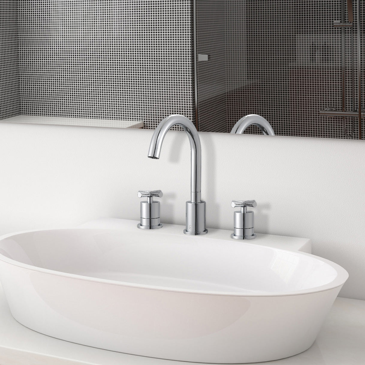 Ancona Ava Series Widespread Cross Handle Bathroom Faucet in Chrome