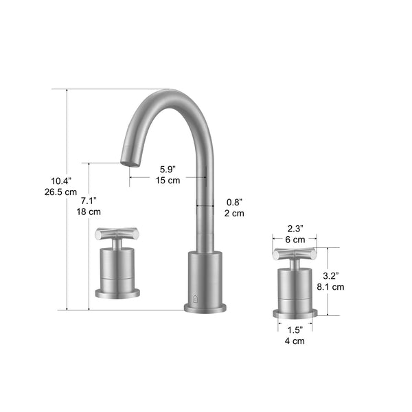 Ancona Ava Series Widespread Cross Handle Bathroom Faucet in Brushed Nickel
