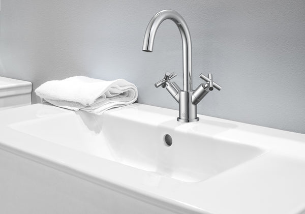 Ava Series Single Hole Cross Handle Bathroom Faucet in Chrome
