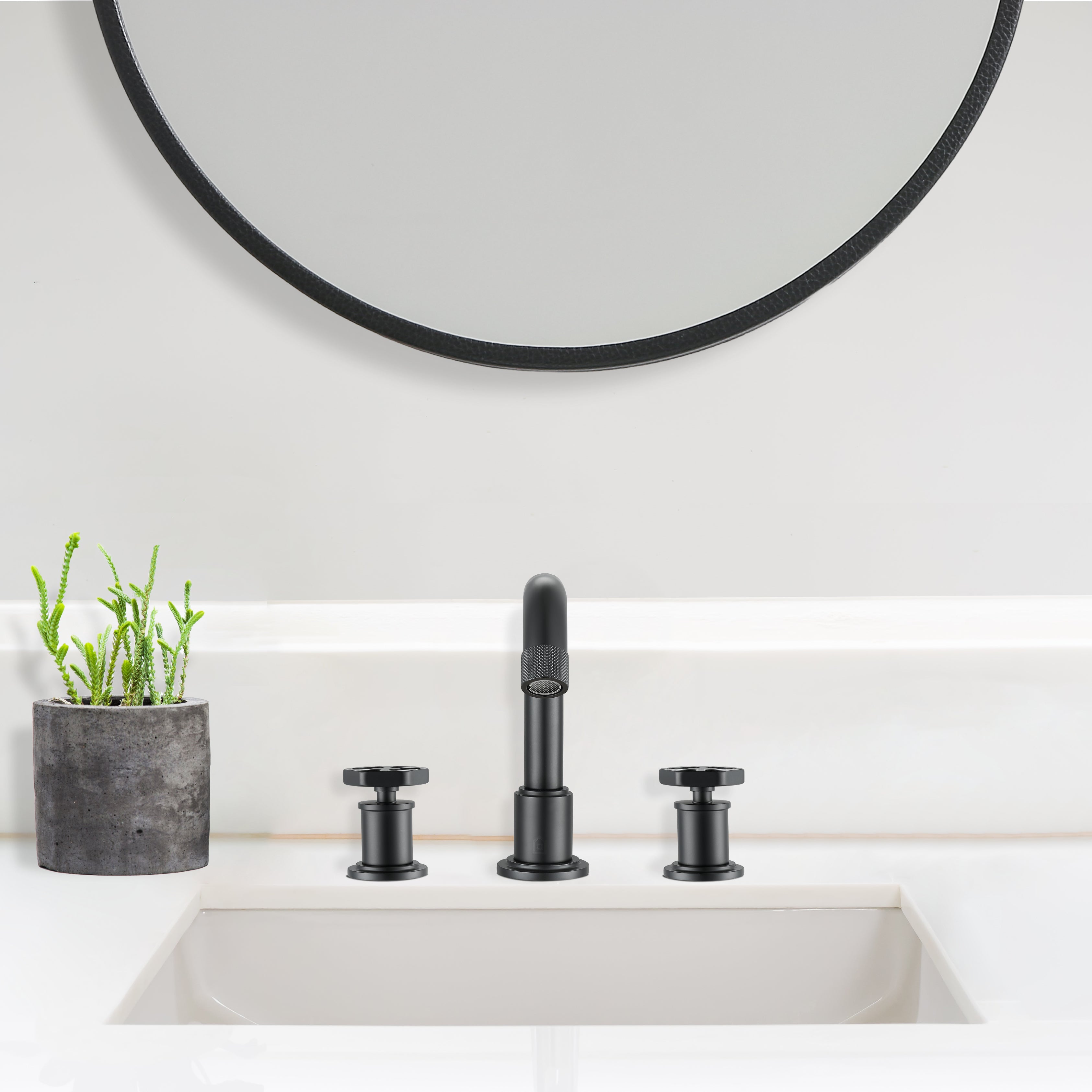 Ancona Industria Widespread Hexagonal Two-Handle 3-Hole Bathroom Faucet in Matte Black