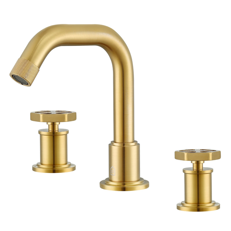 Ancona robinet de salle de bain à poignées hexagonales éloignées de la gamme Industria en titane doré brossé