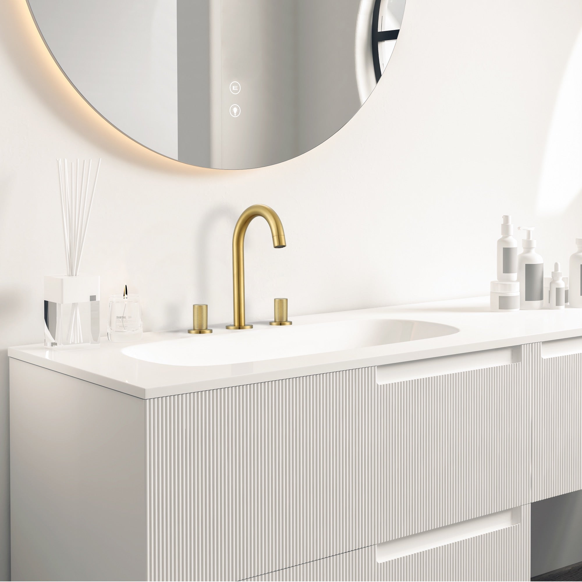 Ancona Industria Series Widespread Bathroom Faucet in Brushed Gold
