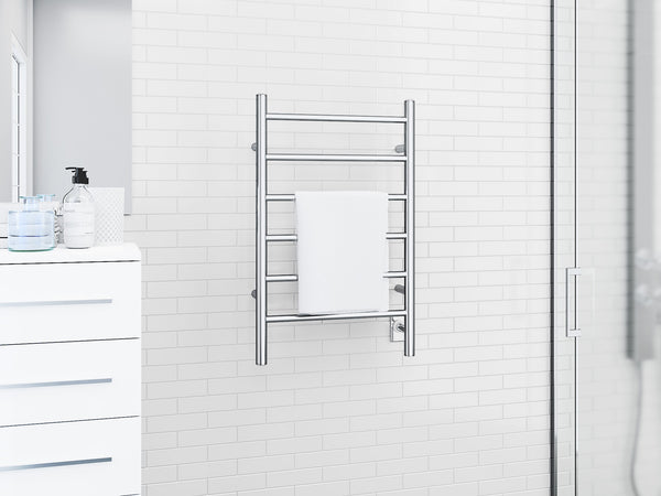 Comfort Dual 6-Bar Hardwired and Plug-in Towel Warmer in Polished Stainless Steel