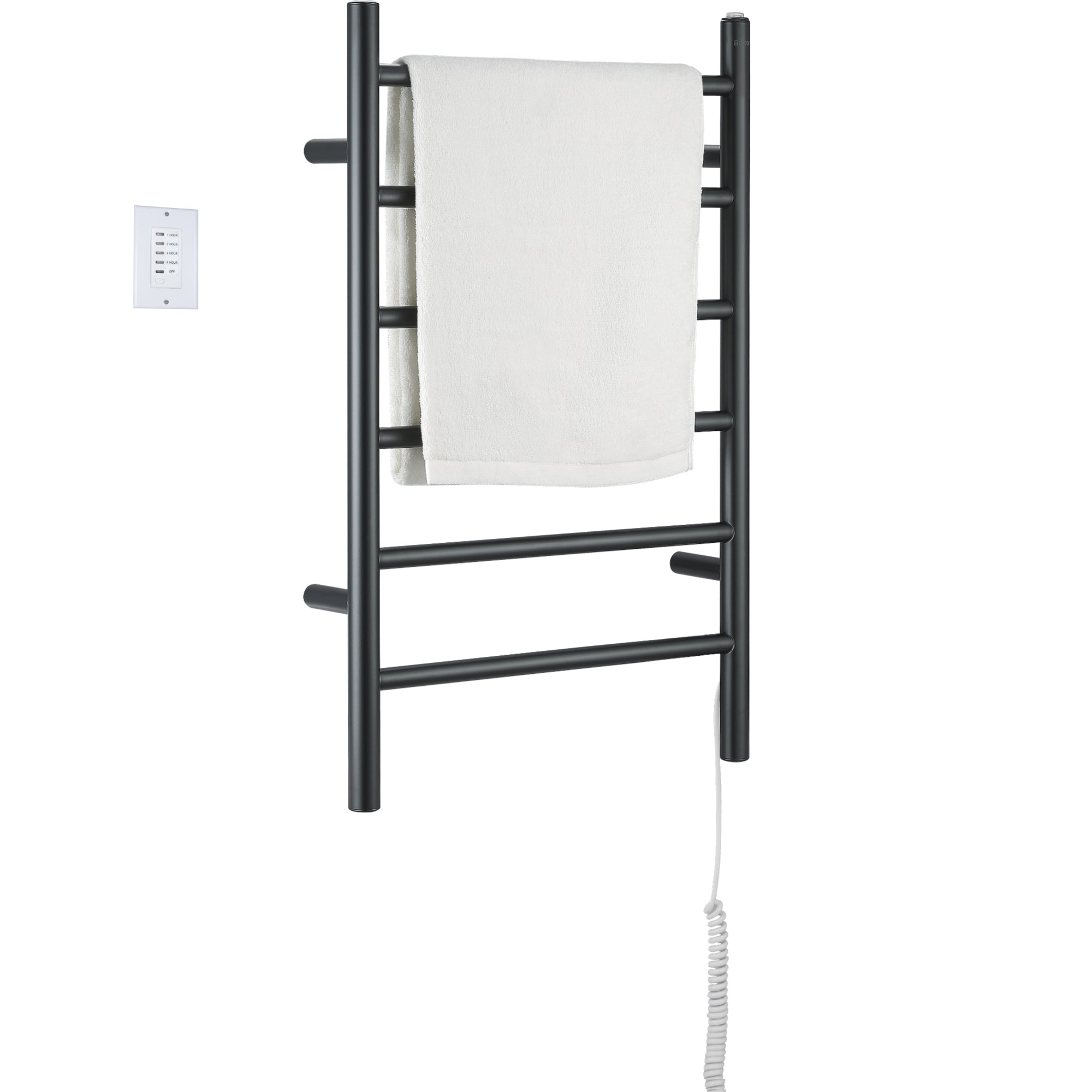 Ancona Comfort 6 Wall Mount Plug-In and Hardwire Towel Warmer with Countdown Timer in Matte Black