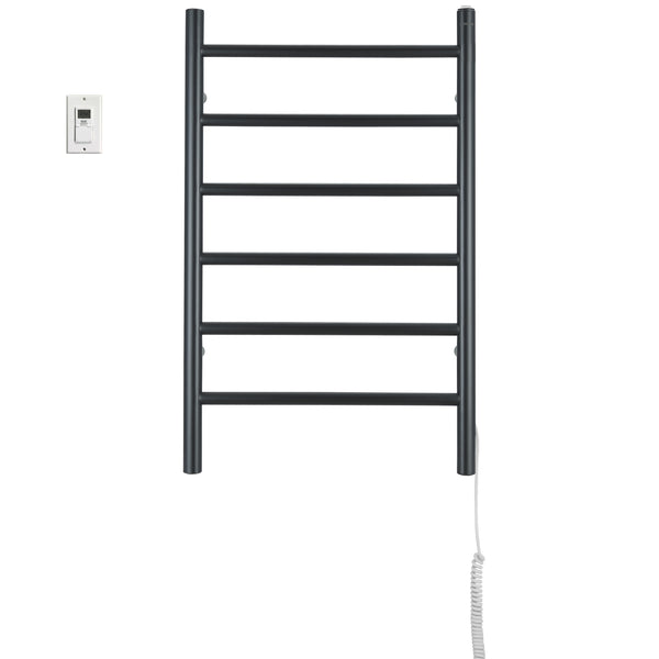 Ancona Comfort 6 Wall Mount Plug-In and Hardwire Towel Warmer with Wall Timer in Matte Black