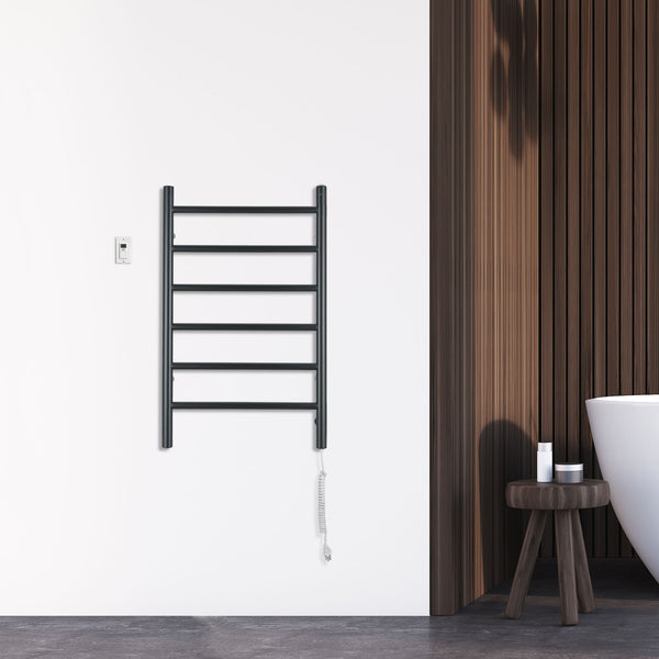 Ancona Comfort 6 Wall Mount Plug-In and Hardwire Towel Warmer with Wall Timer in Matte Black