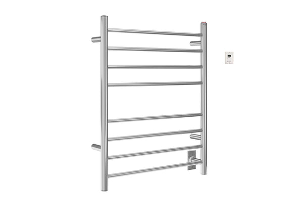 Prestige Dual 8-Bar Hardwired and Plug-in Towel Warmer in Polished Stainless Steel with Timer
