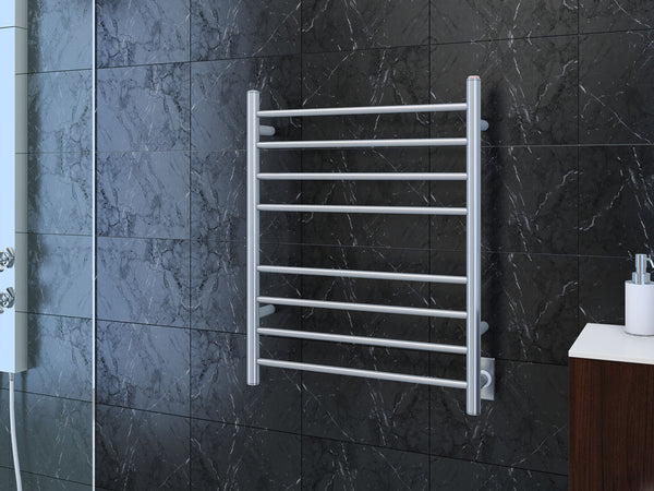 Prestige Dual 8-Bar Hardwired and Plug-in Towel Warmer in Polished Stainless Steel
