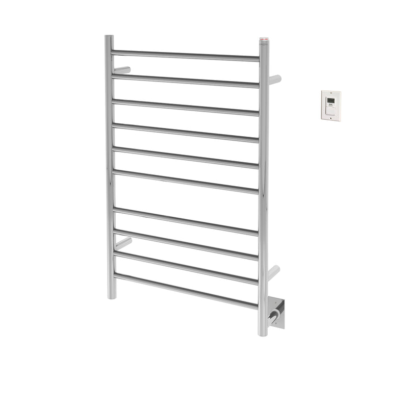 Novara Dual 10-Bar Wall Mount Towel Warmer in Polished Stainless Steel with Timer