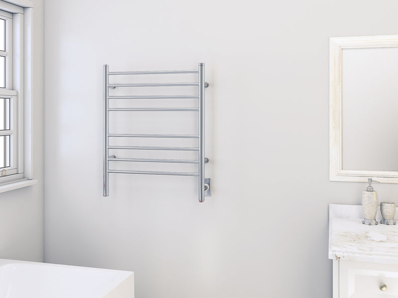 Prestige OBT 8-Bar Wall Mounted Towel Warmer with Integrated On-Board Timer in Polished Stainless Steel