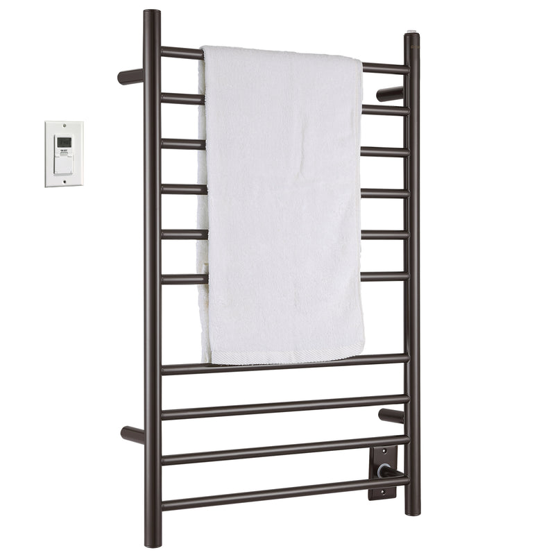 Ancona Novara Dual 10-Bar Hardwire and Plug-in Wall Mount Towel Warmer with Wall Timer in Oil Rubbed Bronze