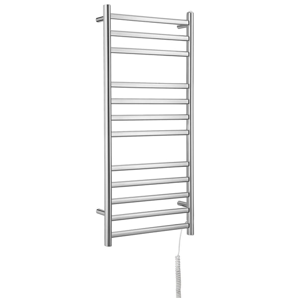 Prima Dual XL 12-Bar Hardwired and Plug-in Electric Towel Warmer in Polished Stainless Steel