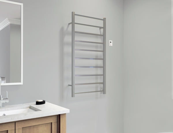 Gala Dual XL 10-Bar Hardwired and Plug-in Towel Warmer in Brushed Stainless Steel with Timer
