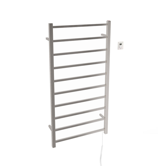 Gala Dual XL 10-Bar Hardwired and Plug-in Towel Warmer in Brushed Stainless Steel with Timer