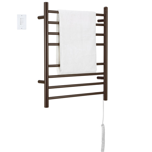 Ancona Prestige Dual 8-Bar Hardwired and Plug-in Towel Warmer in Oil Rubbed Bronze Stainless Steel with Wall Countdown Timer