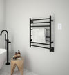 Prestige Dual 8-Bar Hardwired and Plug-in Towel Warmer in Matte Black with Wall Countdown Timer