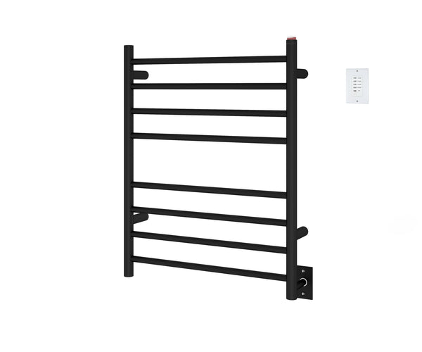 Prestige Dual 8-Bar Hardwired and Plug-in Towel Warmer in Matte Black with Wall Countdown Timer