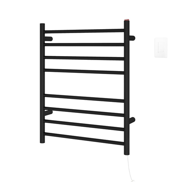 Ancona Prestige Dual 8-Bar Hardwired and Plug-in Towel Warmer with Wifi Timer in Matte Black