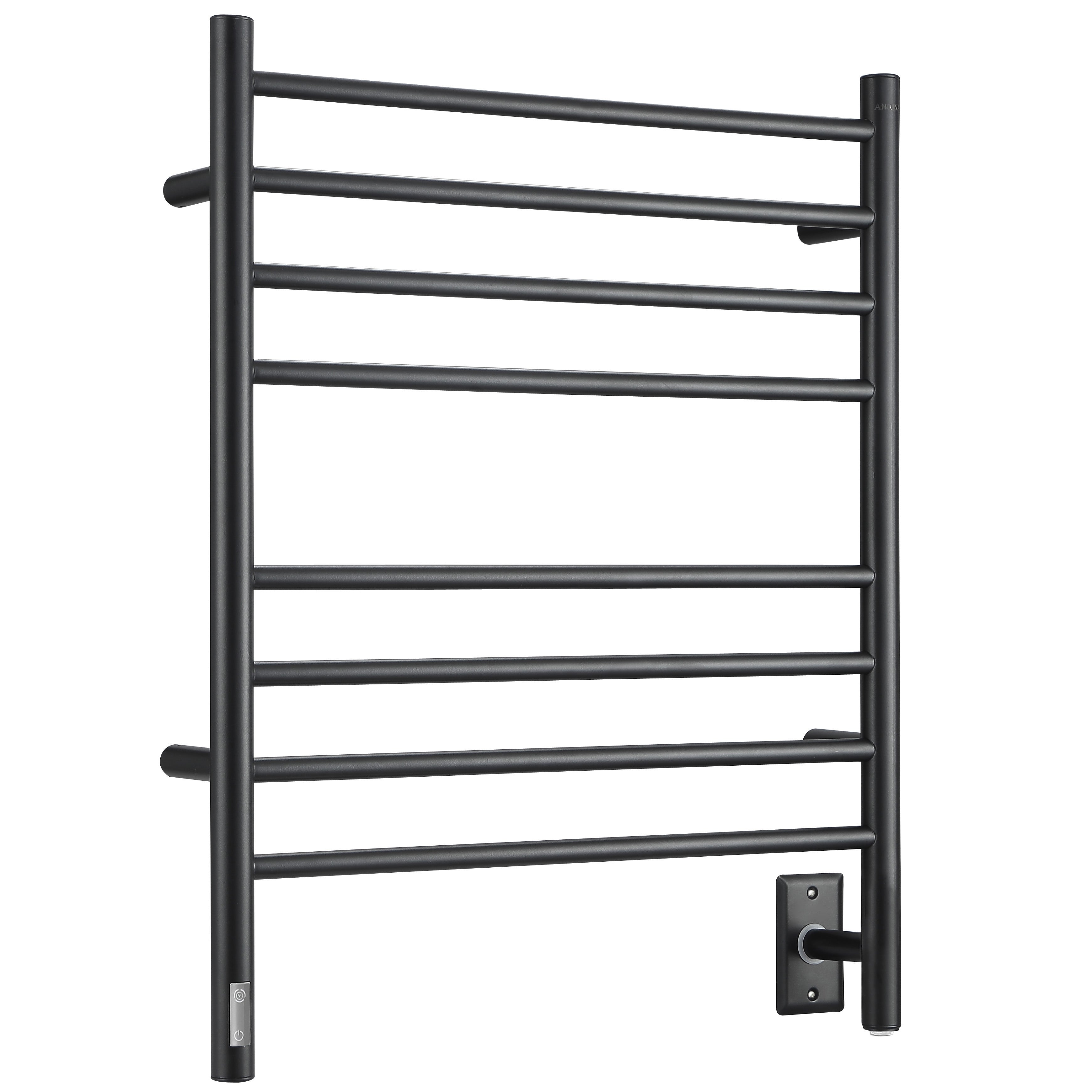 Prestige OBT 8-Bar Wall Mounted Towel Warmer with Integrated On-Board Timer in Matte Black