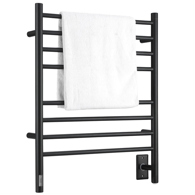 Prestige OBT 8-Bar Wall Mounted Towel Warmer with Integrated On-Board Timer in Matte Black