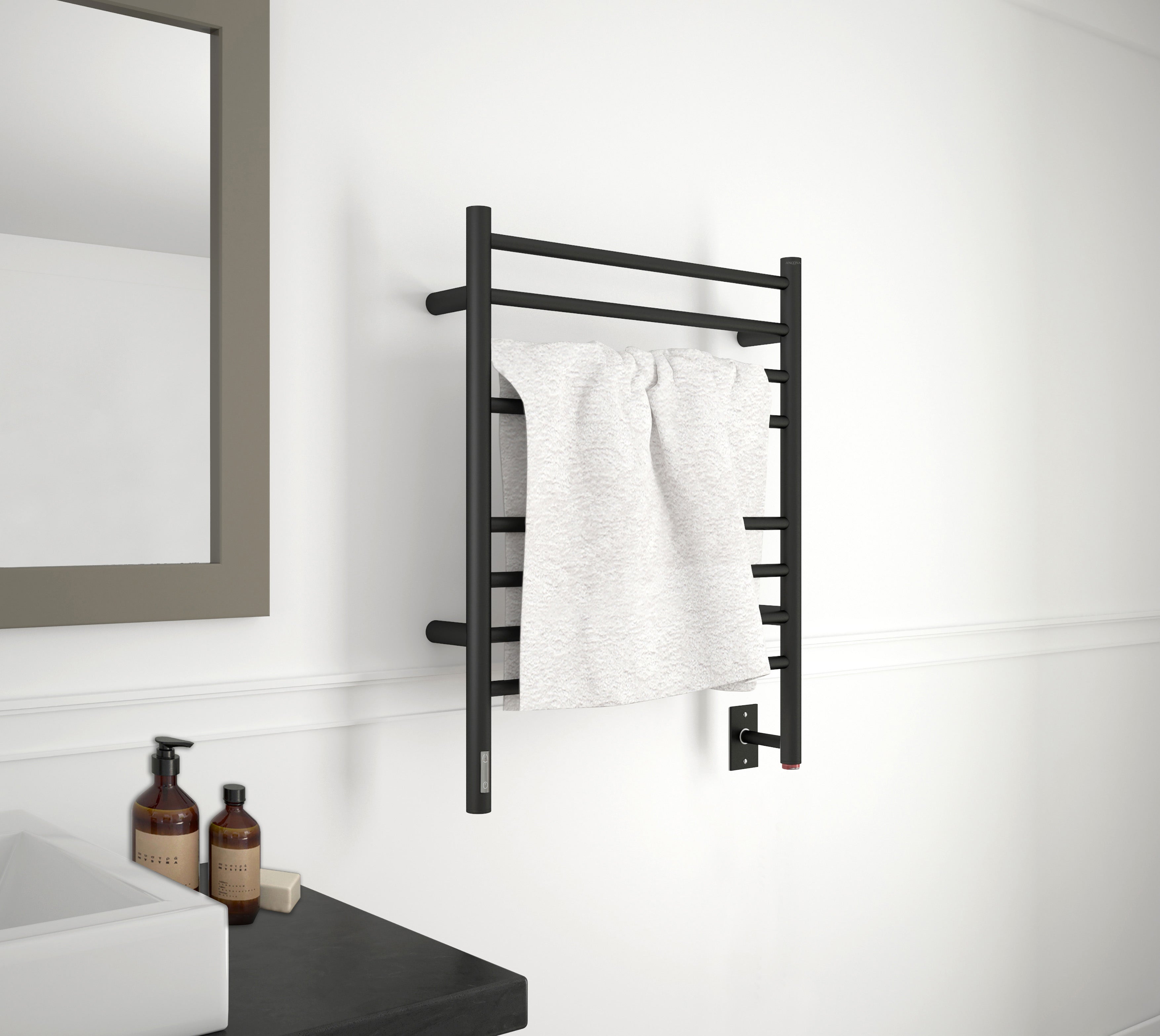 Prestige OBT 8-Bar Wall Mounted Towel Warmer with Integrated On-Board Timer in Matte Black