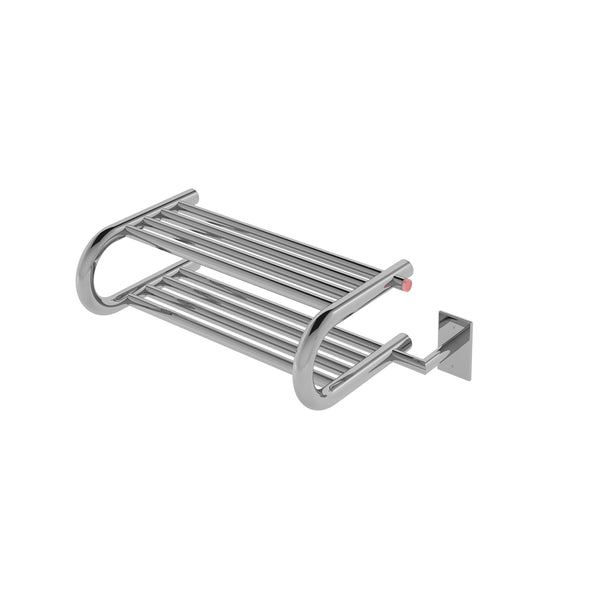 Essentia Shelf 8-Bar Hardwired and Plug-in Towel Warmer in Polished Stainless Steel