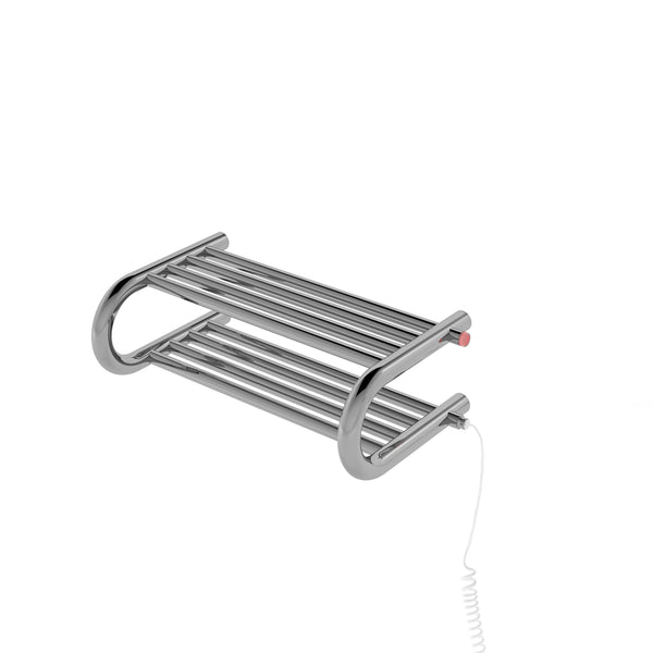 Essentia Shelf 8-Bar Hardwired and Plug-in Towel Warmer in Polished Stainless Steel
