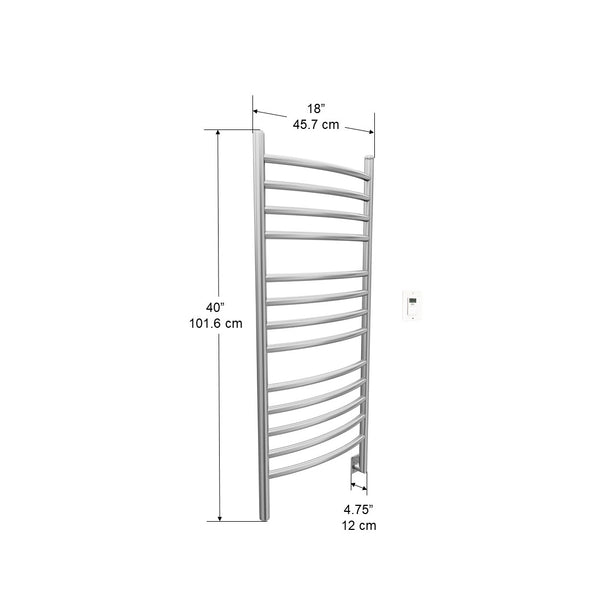 Porte-serviettes chauffant à fixation murale à 13 barres Svelte en acier inoxydable brossé d’Ancona avec minuterie murale