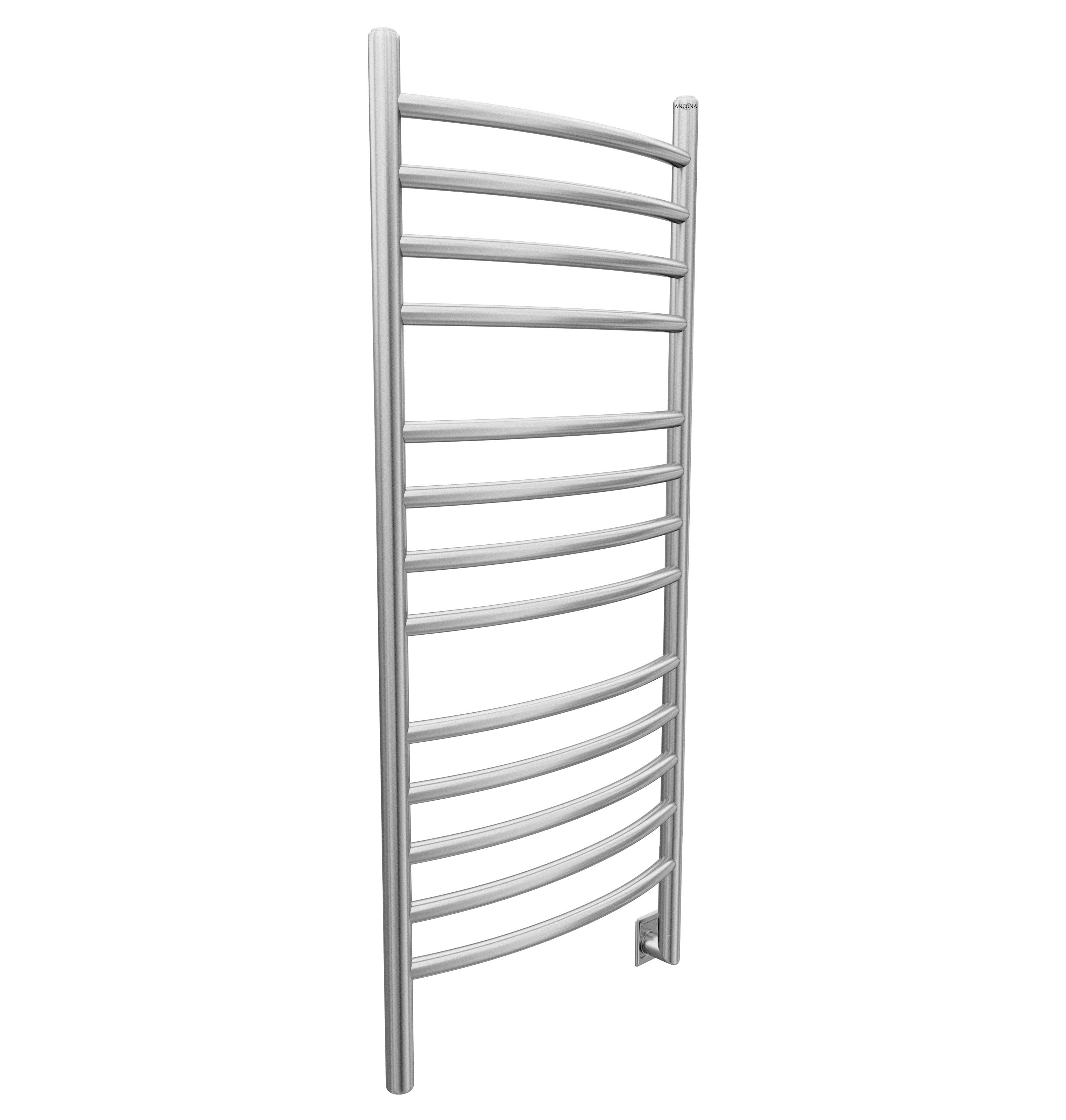 Svelte Rounded 40 in. Hardwired Electric Towel Warmer and Drying Rack in Brushed Stainless Steel