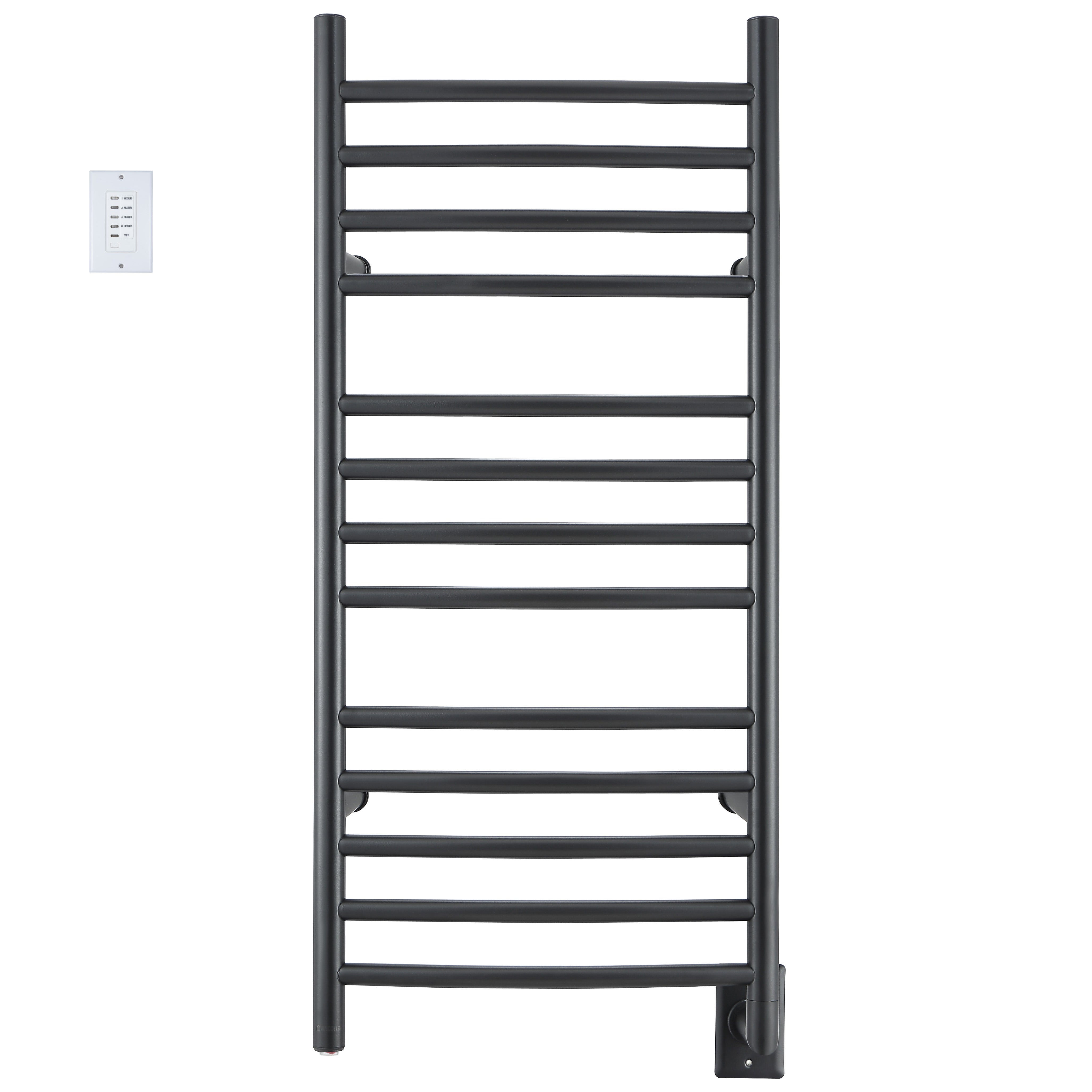 Ancona Svelte Rounded 13-Bar Hardwired Towel Warmer with Wall Countdown Timer in Matte Black