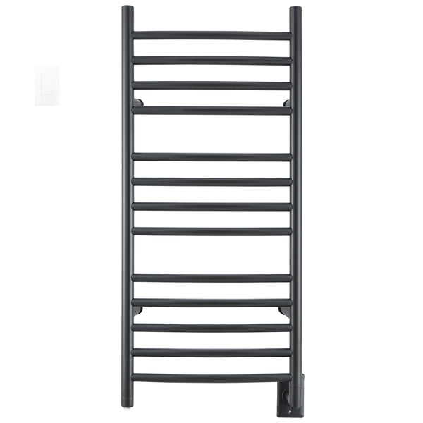 Ancona Svelte Rounded 13-Bar Hardwired Towel Warmer in Matte Black with Wifi Timer