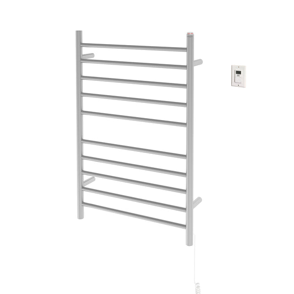 Comfort Dual 10-Bar Hardwired and Plug-in Towel Warmer in Brushed Stainless Steel with Timer