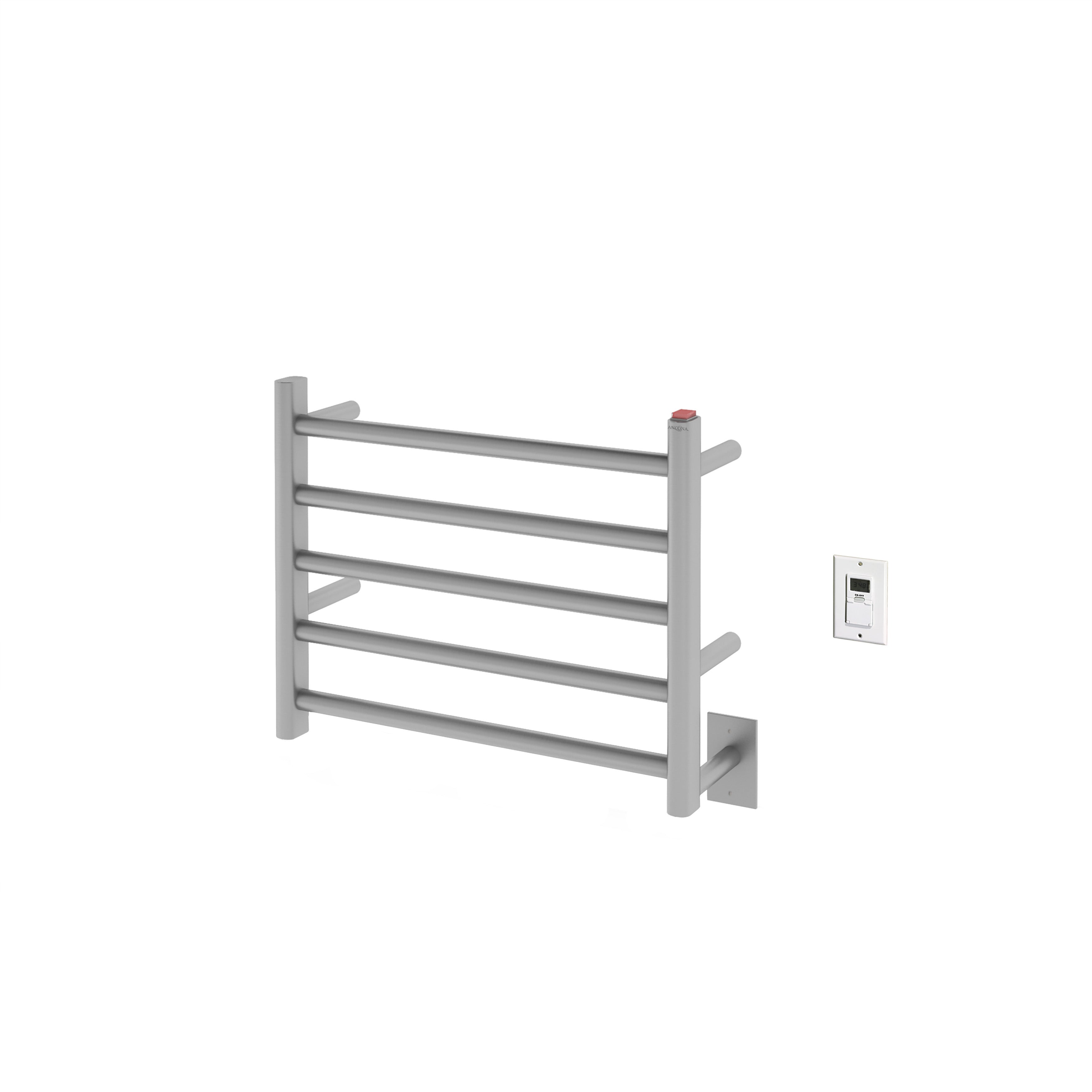 Prima Dual 5-Bar Hardwired and Plug-in Electric Towel Warmer in Brushed Stainless Steel with Timer