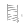 Prima Dual Extended 8-Bar Hardwired and Plug-in Electric Towel Warmer with Digital Wall Timer in Brushed Stainless Steel