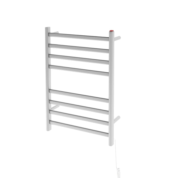 Prima Dual Extended 8-Bar Hardwired and Plug-in Electric Towel Warmer in Brushed Stainless Steel
