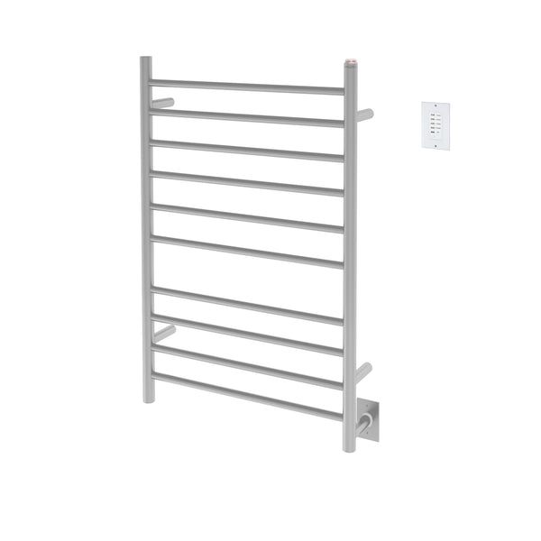 Novara Dual 10-Bar Wall Mount Towel Warmer in Brushed Stainless Steel with Wall Countdown Timer