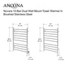 Novara Dual 10-Bar Wall Mount Towel Warmer in Brushed Nickel