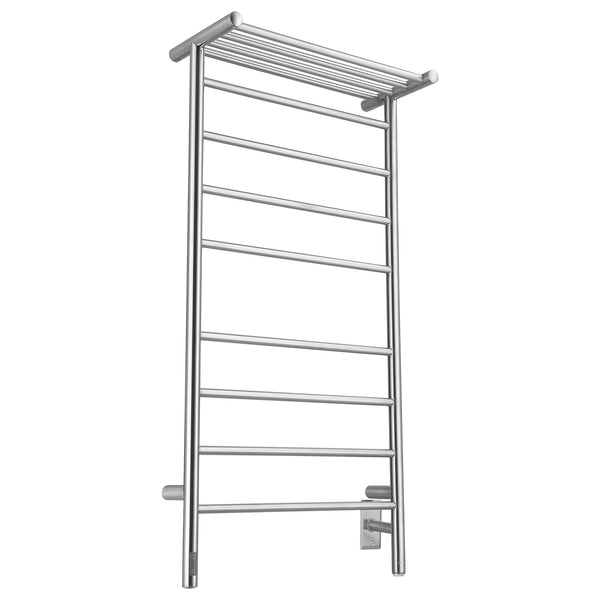 Piazzo OBT - 8 Bar Dual Wall Mount Towel Warmer with Integrated On-Board Timer in Polished Stainless Steel