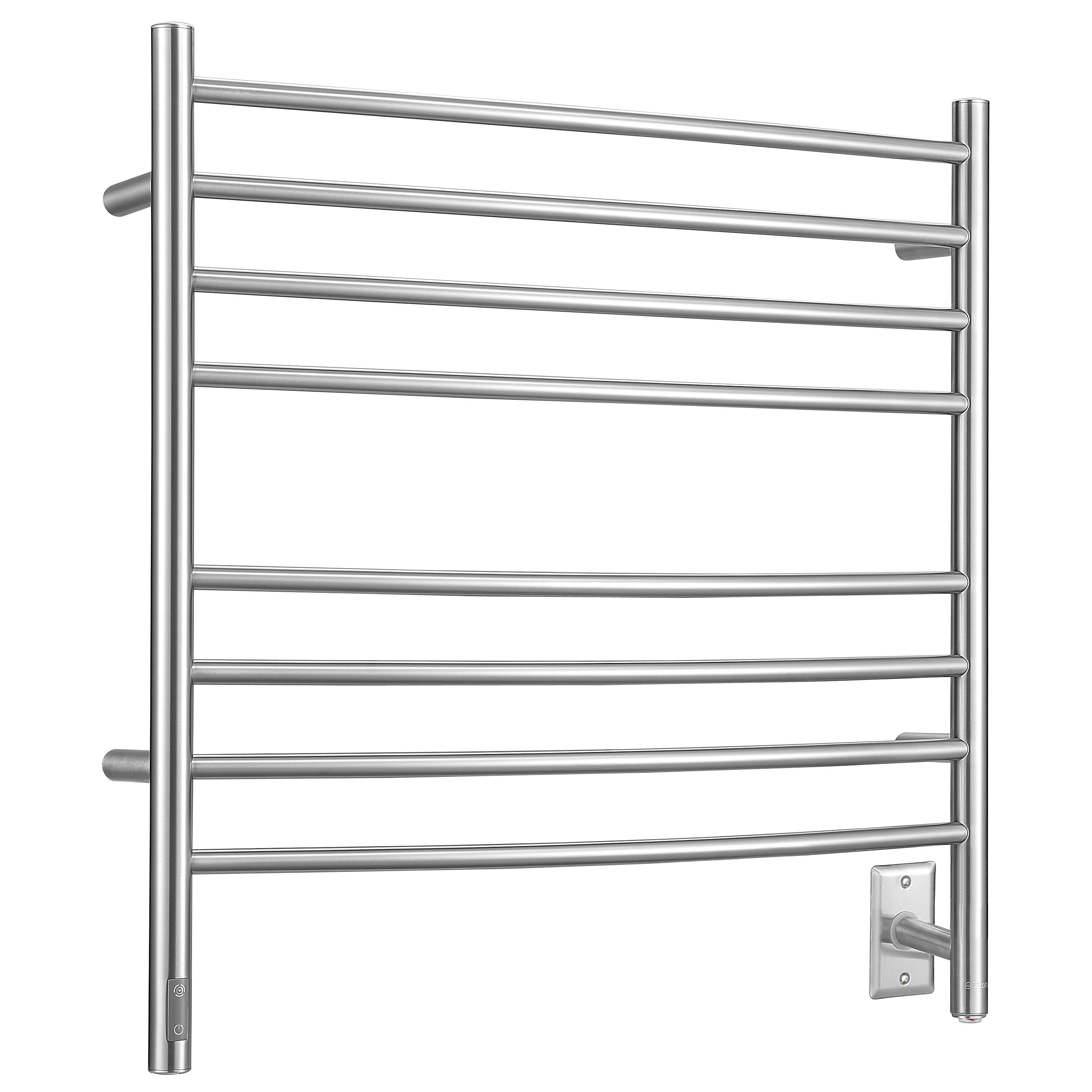 Arezzo OBT 8 Bar Hardwired and Plug-in Towel Warmer in Brushed Stainless Steel