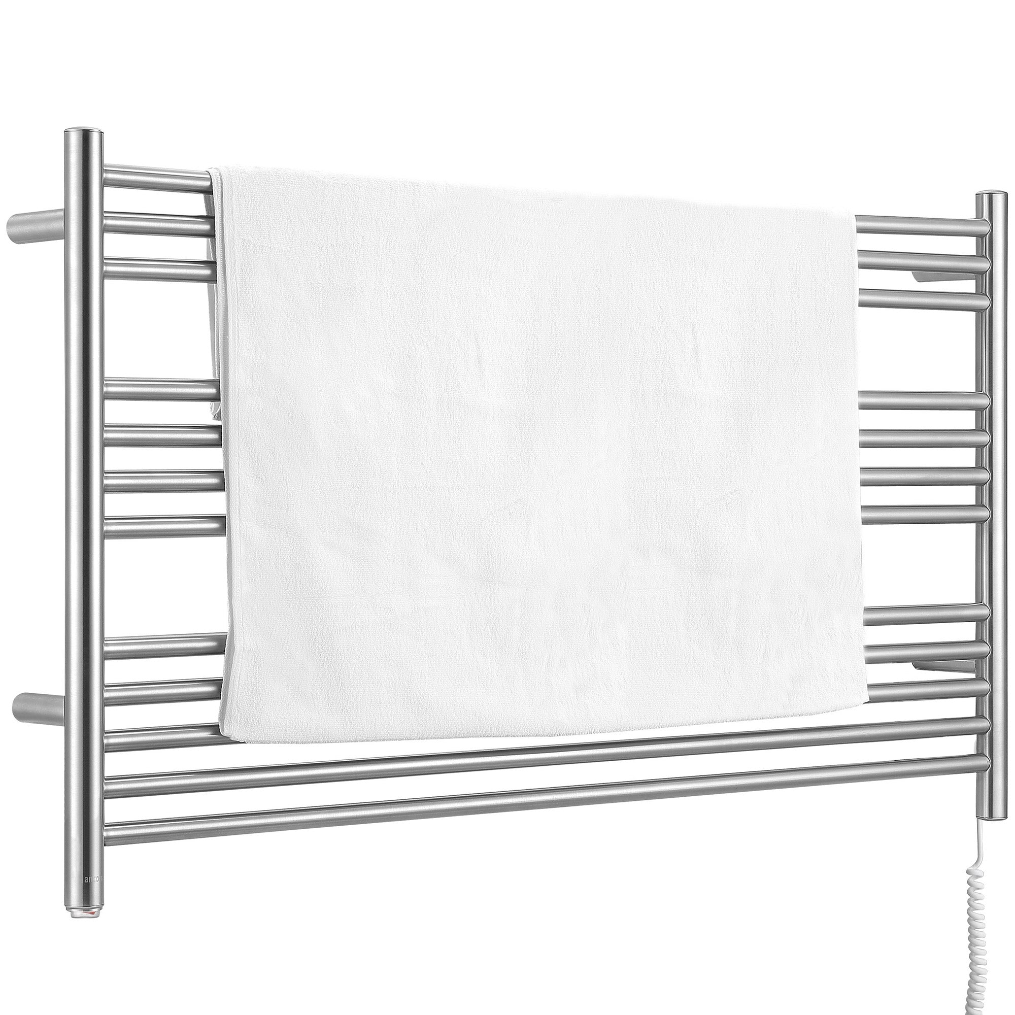 Amplia Dual 12-Bar Hardwired and Plug-in Towel Warmer in Brushed Stainless Steel