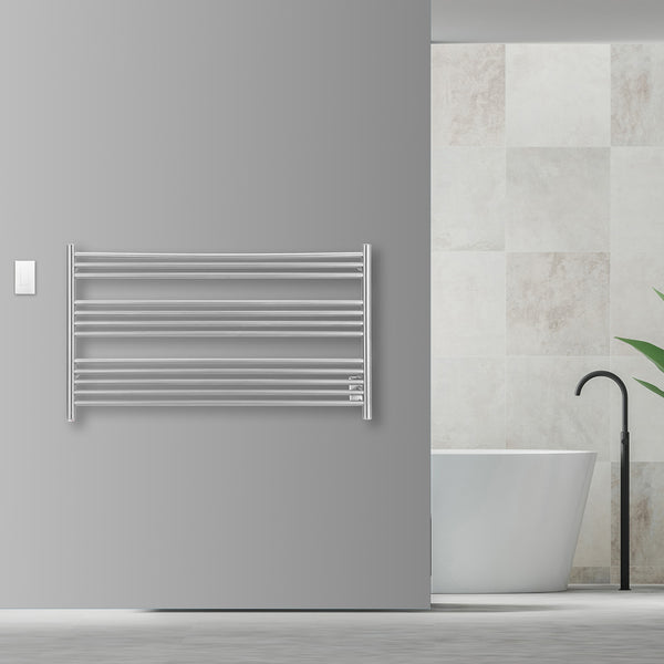 Ancona Amplia Dual 12-Bar Hardwired and Plug-in Towel Warmer in Brushed Stainless Steel with WiFi Timer