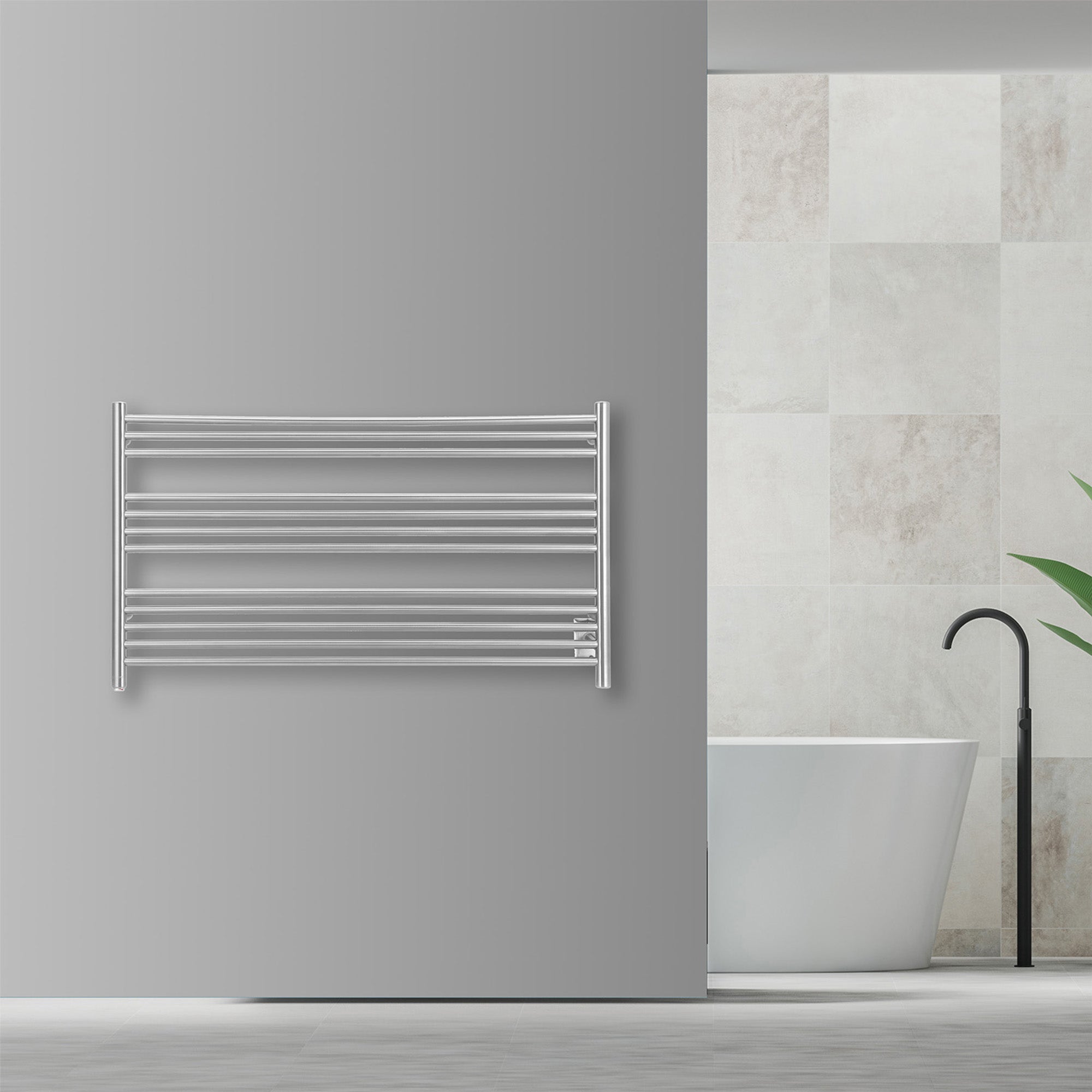 Amplia Dual 12-Bar Hardwired and Plug-in Towel Warmer in Brushed Stainless Steel