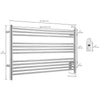 Ancona Amplia Dual 12-Bar Hardwired and Plug-in Towel Warmer in Brushed Stainless Steel with Digital Wall Time